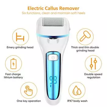 Уход за кожей ног Средство для удаления омертвевшей кожи Removedor De Callos Средство для удаления мозолей на ногах Электрический скребок для удаления мозолей на ногах Набор для педикюра с щеткой для пяток синий