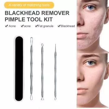 Уход за кожей носа Инструмент для удаления угрей Инструмент для удаления черных точек Экстрактор комедонов Набор для удаления прыщей темно серый