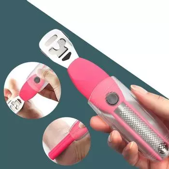 Уход за ногами Рубанок для ног из нержавеющей стали с двойной головкой, шлифовальный станок для пяток для удаления мозолей от омертвевшей кожи, нож для педикюра двойного назначения ярко-розовый