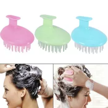 Уход за волосами Силиконовый шампунь для кожи головы Душ для мытья тела Массажер для волос Щетка розовый