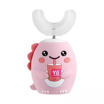 Уход за зубами Мультфильм Креативный Дракон Водонепроницаемая чистка на 360 градусов Простое управление для детей 7-15Year розовый