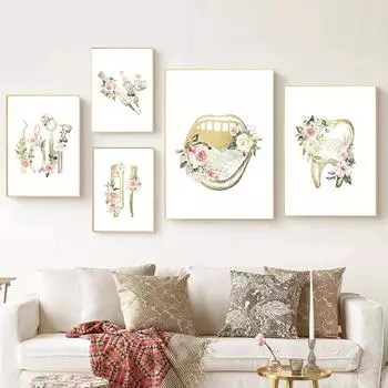 Уход за зубами стоматология-гигиенист абстрактные постеры и принты холст картина настенное искусство скандинавские картины для стоматолога офисный декор 21x30cm No Framed