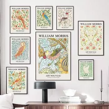 Уильям Моррис абстрактный павлин, птица, сова, настенная живопись на холсте, постеры на скандинавскую тему и принты, настенные панно для декора гостиной 21cm30cm NoFrame