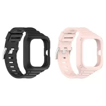 uk* 2 в 1 для Redmi Watch 4 чехол + ремешок силиконовый браслет замена (черный)