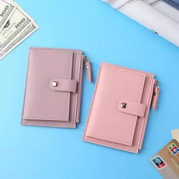 UK 3Pcs Women Fashion Solid Color Multi-slot Card Holder PU Leather Wallet (Blac
