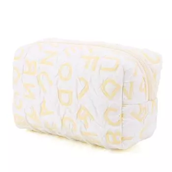 UK Letters Preppy Makeup Bag Large Capacity Quilted Makeup Bag for Women Teen Gi жёлтый