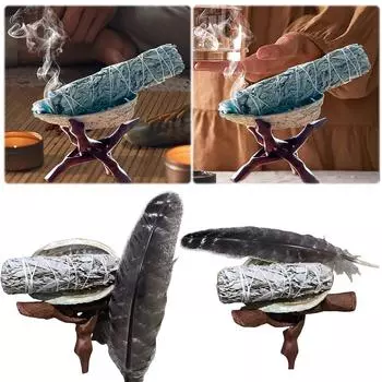 uk Sage Smudge Kit Белый Sage Smudge Kit с Abalone Shell Tripod Stand Feather A