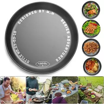 UK штабелируемые походные тарелки металлическая почерневшая тарелка походные столовые приборы для обеда на открытом воздухе чёрный