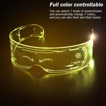 uk Светящиеся очки Светящиеся акриловые очки Поддержка быстрой медленной вспышки Очки (В)