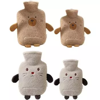 uk* Зимняя грелка для воды, съемная, с плюшевым чехлом для семьи в пятницу Khaki 1000ML