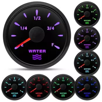 Указатель уровня воды 52 мм с красной подсветкой, индикатор уровня воды, подходит для автомобилей, лодок, морских судов, 12 В, 24 В и 100–500 мм, датчик 0–190 Ом