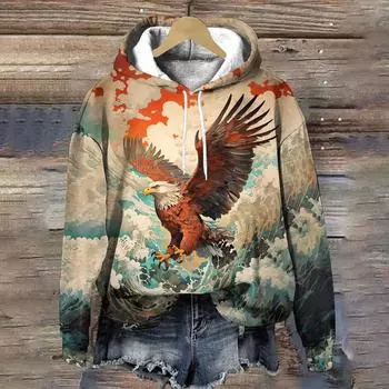 Укиё-э пуловеры топы мода мультфильм животных принт женские толстовки осень улица Y2K женская одежда свободные женские толстовки S