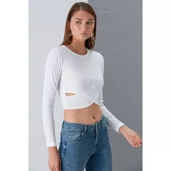 Укороченная блуза с перекрестным дизайном спереди