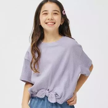 Укороченная футболка GU by Uniqlo GIRLS с короткими рукавами и сборками