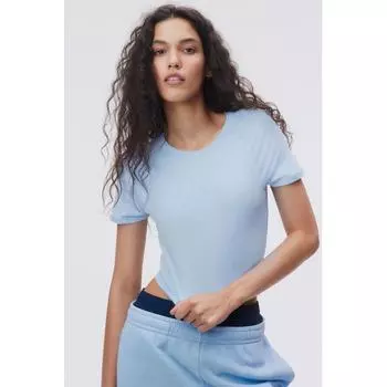 Укороченная футболка HM голубого цвета
