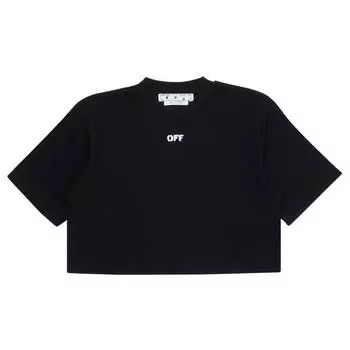 Укороченная футболка Off-White Off-White в рубчик, черные/белые женские топы OWAA081C99JER0011001 L