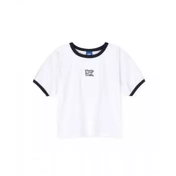 Укороченная футболка с логотипом FREI Womens Essentials, БЕЛАЯ