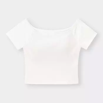 Укороченная футболка с открытыми плечами и короткими рукавами GU by Uniqlo Bra Feel