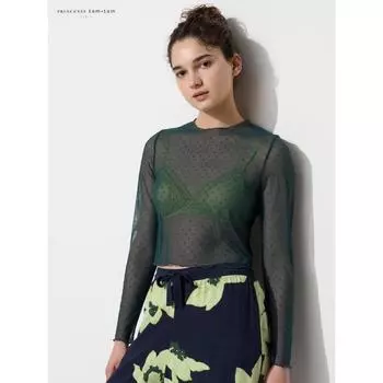 Укороченная футболка Uniqlo Japan DoT Mesh 59 DARK GREEN/S