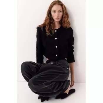 Укороченная куртка из букла HM черная