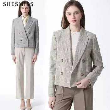 Укороченная куртка в клетку She S miss Light beige (LB)/55