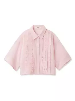 Укороченная рубашка с оборками RWFT232018 PNK [меховой мех] женская розовый