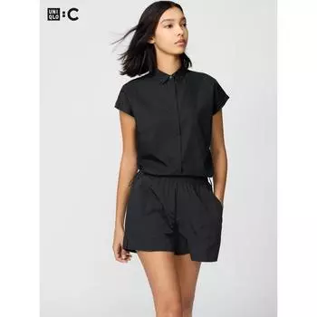 Укороченная рубашка Uniqlo без рукавов 09 BLACK/WOMEN S