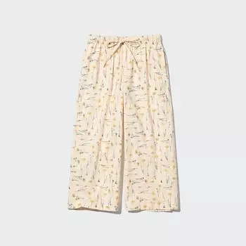 УКОРОЧЕННЫЕ БРЮКИ UNIQLO COTTON RELACO ART FLOWER