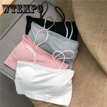 Укороченные топы, женские модные укороченные топы с ремешком на груди, сексуальный спортивный бюстгальтер one size