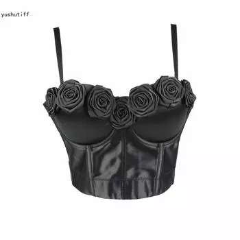 Укороченный атласный корсет с цветочным принтом Topyushutiff, бюстгальтер для женщин, вечерние, клубные, ночные, Rave Festival, бюстье