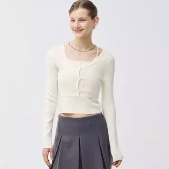 Укороченный кардиган из двух частей GU by Uniqlo с длинными рукавами