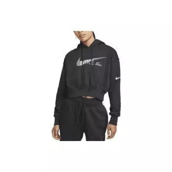 Укороченный пуловер с капюшоном с логотипом Nike, женская толстовка с капюшоном, черный DR5614-010 L