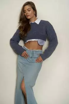 Укороченный свитер цвета индиго Mohan