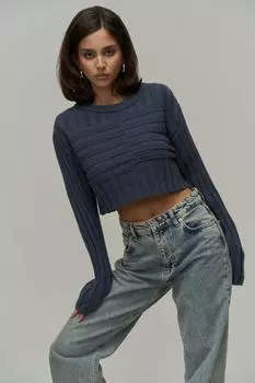 Укороченный свитер фермерского цвета индиго