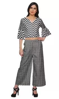 Укороченный топ Chanderi с принтом Moomaya Womena Palazzo Ethnic Set Partywear 2XL чёрный