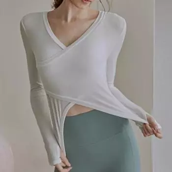 Укороченный топ для спортзала Ультрамягкий однотонный, не скатывается M белый