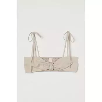 Укороченный топ H&M Linen Blend Светло-бежевый 0997350001