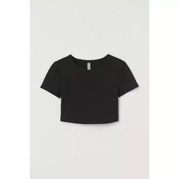 Укороченный топ из хлопка HM, черный 0975568001 SEUR SP