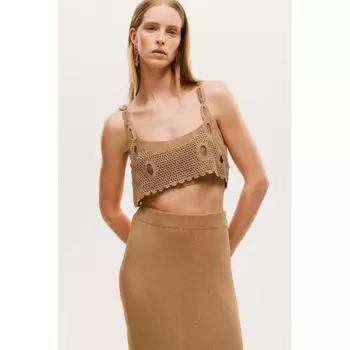 Укороченный топ с блестками HM Crochet Look золотого цвета
