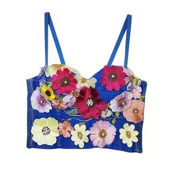 Укороченный топ yushutiff, джинсовый корсет со стразами, бюстгальтер, женский летний вечерний жилет без рукавов, Rave, бюстье, одежда