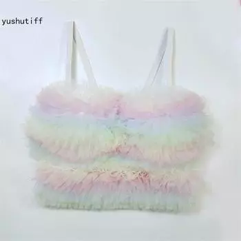 Укороченный топ yushutiff, кружевной милый корсет, бюстгальтеры для ночного клуба, кокетливая одежда, бюстье для фестиваля Rave, женские летние вечерние жилеты без рукавов