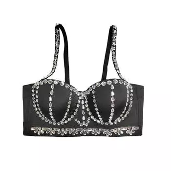 Укороченный топ yushutiff со стразами для ночного клуба, акриловый женский бюстгальтер-корсет, укороченные женские блестящие бюстье
