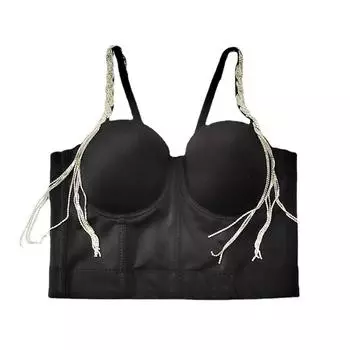 Укороченный топ yushutiff со стразами на бретелях, корсет для танцев, ночного клуба, блестящее нижнее белье, одежда без рукавов