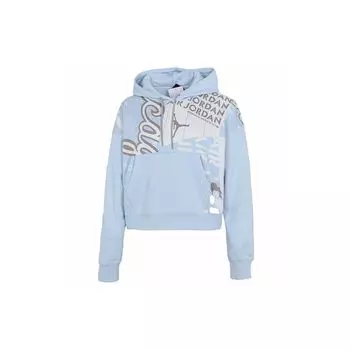 Укороченный вязаный пуловер с капюшоном Jordan Fun Pattern, женские топы, голубой, DD9296-438 XXL