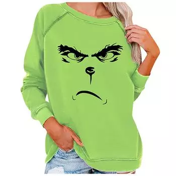 Украл Рождественский забавный пуловер с зеленым принтом и длинными рукавами реглан, топы, толстовка, подарок для женщин зелёный