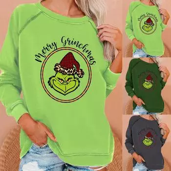Украл Рождественский забавный пуловер с зеленым принтом и длинными рукавами реглан, топы, толстовка, подарок для женщин L зелёный