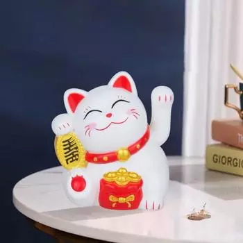 Украсьте глянцевую замечательную реалистичную деталь, приветствуйте машущую кошку, декоративную статую кошки B жёлтый