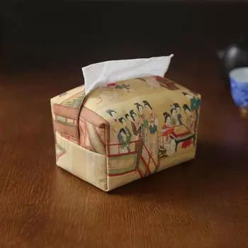 Украсьте рабочий стол в китайском стиле ретро, чехол для салфеток для лица, изысканная пористая коробка для салфеток, мягкий полиэстеровый держатель для салфеток, домашняя страница