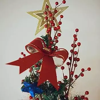 Украсьте свое пространство 5 стеблями праздничных искусственных цветов с красными ягодами E