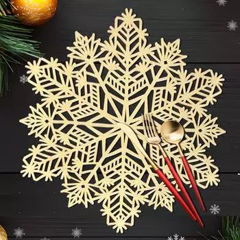 Украсьте свой рождественский стол салфетками-снежинками, идеально подходящими для рождественских украшений стола и вечеринок 1 золотой